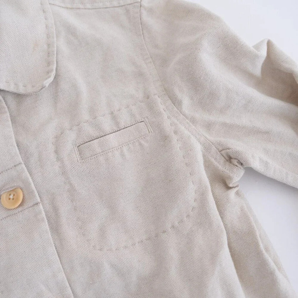 Vintage Ann Taylor Beige  40% Linen 60% Cotton Button Up Ligheightt Jacket XS - Picture 7 of 10